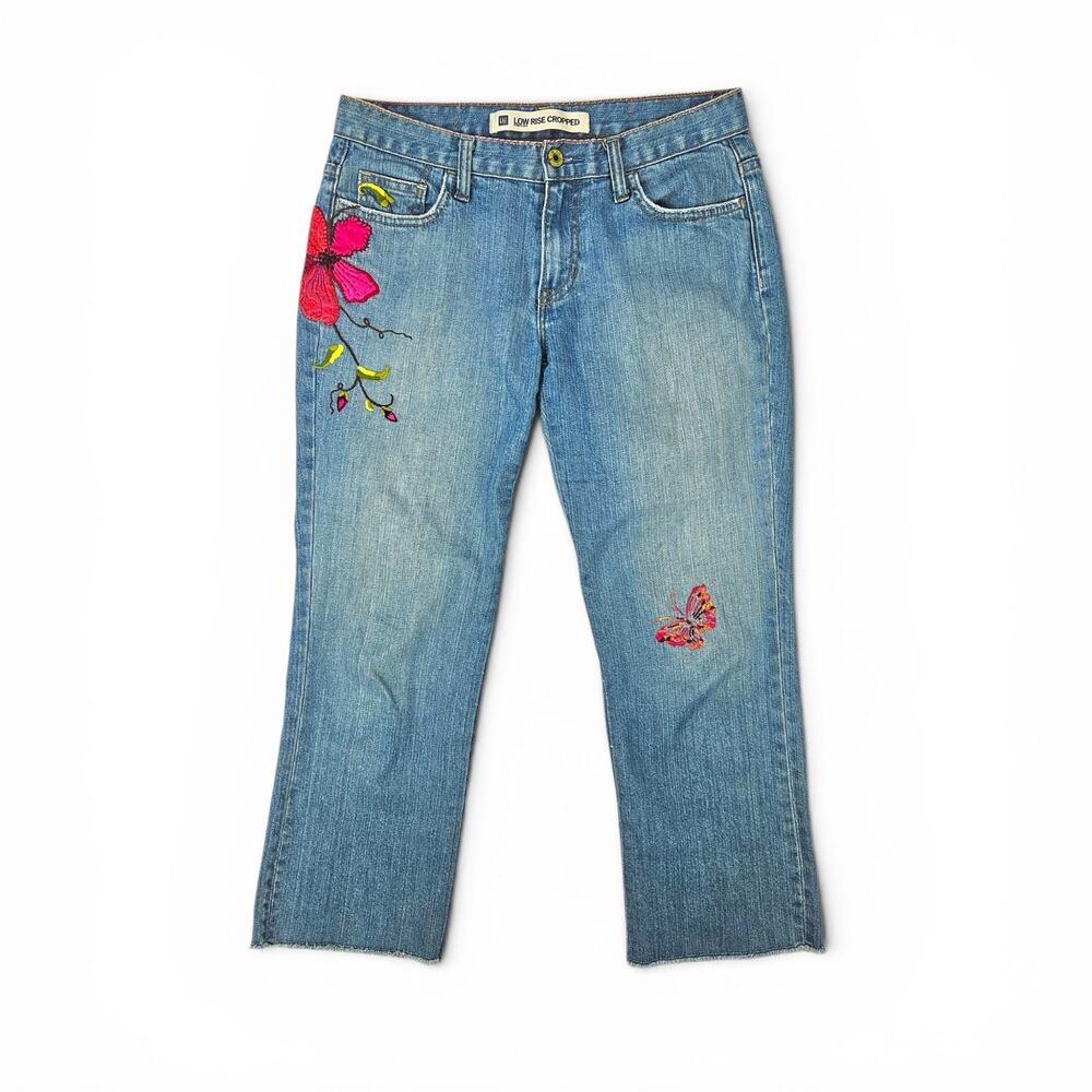 Y2k Gap Jeans Low-Rise Embroidered Cropped - Size 6